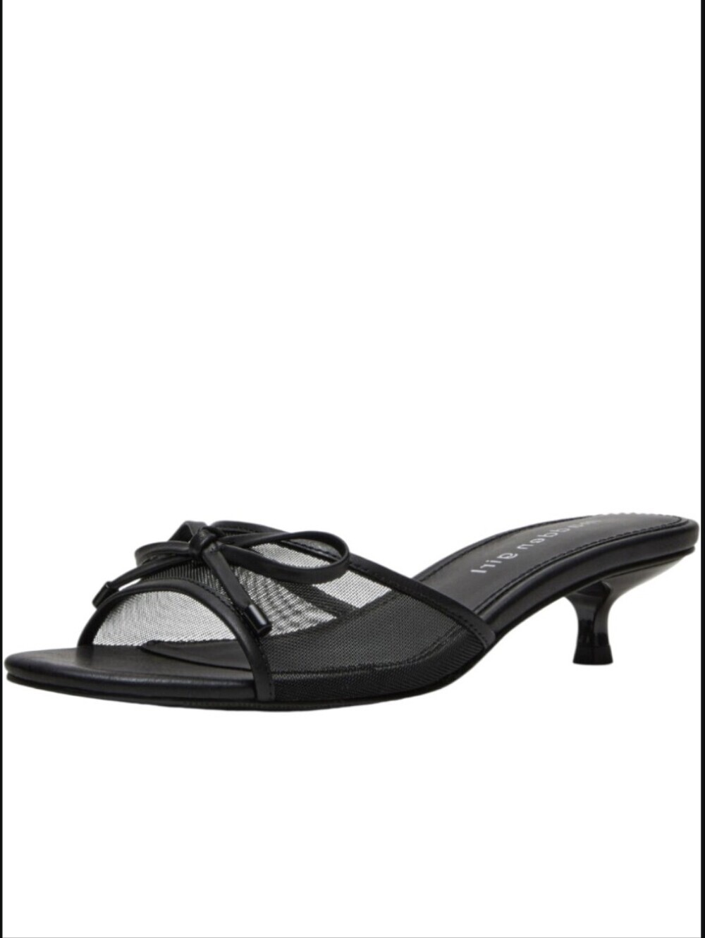 Madden Girl Vall Black Mesh Kitten Heel Mules